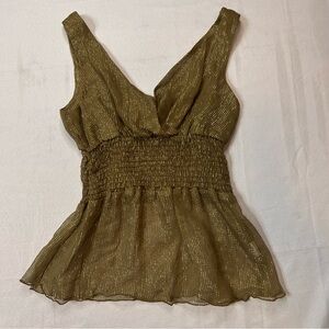 Rubber Ducky Vintage  XS Y2k Gold Tank top Shimmer Fairy Babydoll Sheer